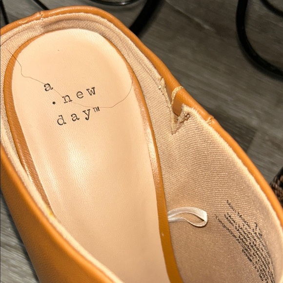 A New Day Tan Mules Smooth Leather Slip-On - Picture 2 of 12